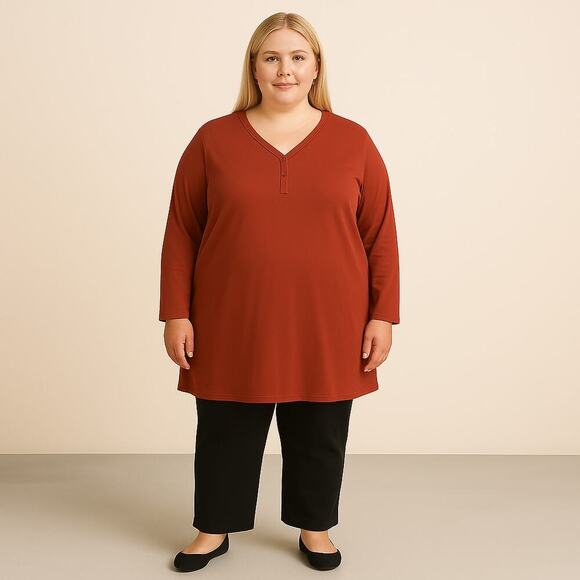 Women's Roaman's Red Cotton T-Shirt - Size 2X - Picture 1 of 4